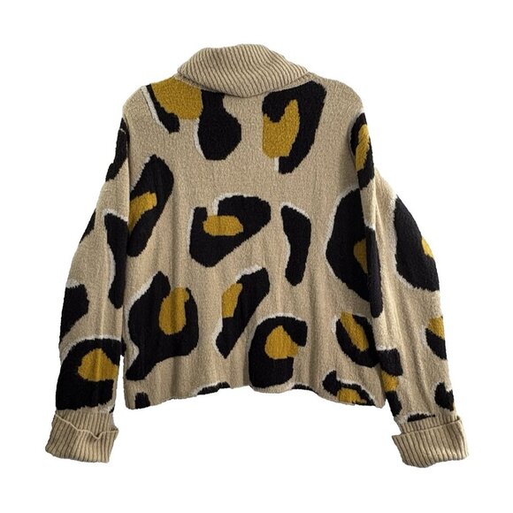 Anthropologie MOTH Women Georgia Leopard Print Sweater Size M Tan Pullover 54-6 - Picture 2 of 10